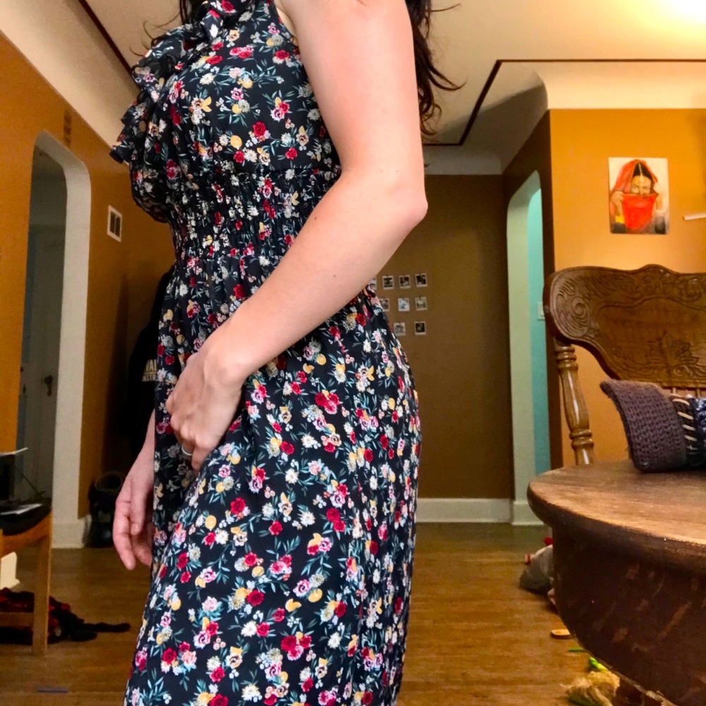 SUZY SHIER ruffled flowered boho dress